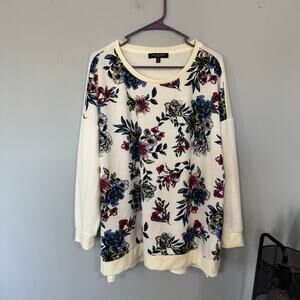 All At Once New York Crewneck Floral Pullover Top Women's Plus Size 2X Spandex